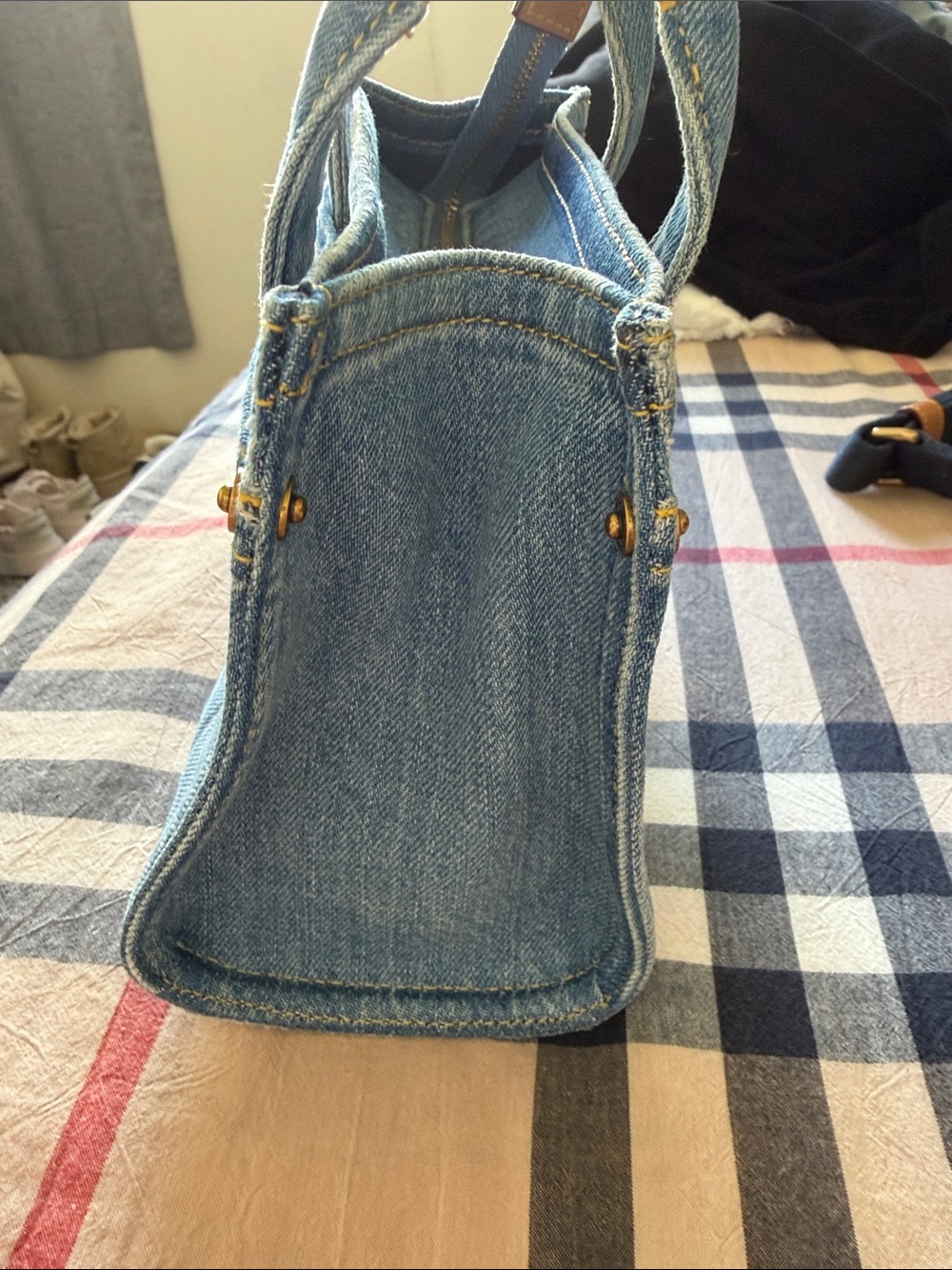 Coach Denim Mini Tote in Light Blue with Tan Tag - Picture 3 of 7